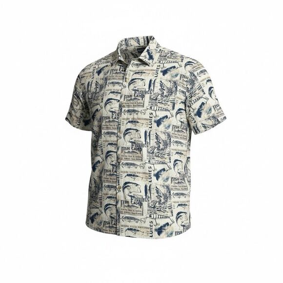 VTG Woolrich Shirt 2XL Mens Outdoor Fish Print Retro - Picture 1 of 10